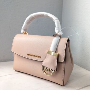 Michael Kors Ava Extra-Small Saffiano Leather Crossbody Soft Pink/Gold